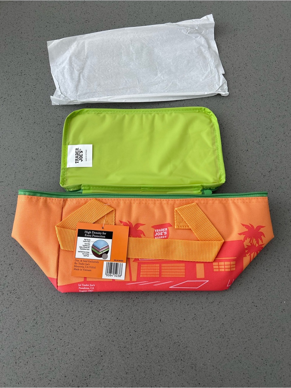 Trader Joe's Orange & Green Insulated Tote Bag